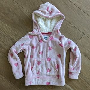 Pink Hearts Cuddly Plush Pullover Size 7/8
